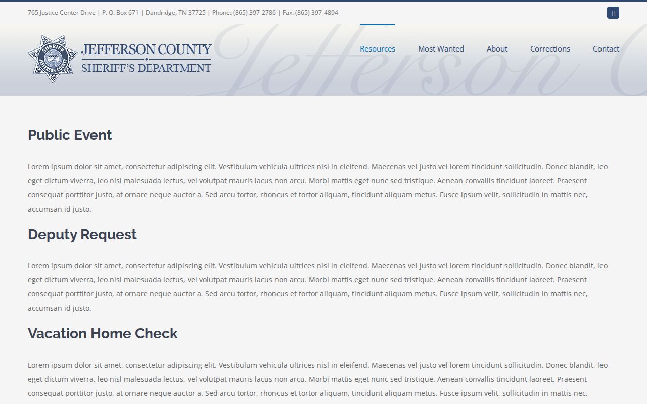 Jefferson County warrant search: sheriff resources page without a public search form