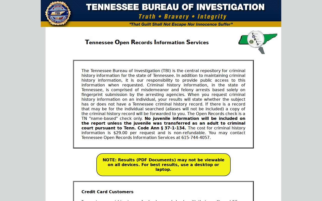 Jefferson County warrant records: TBI TORIS criminal-history service