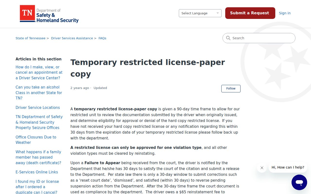 Jefferson County traffic warrant records: Tennessee Department of Safety FTA guidance