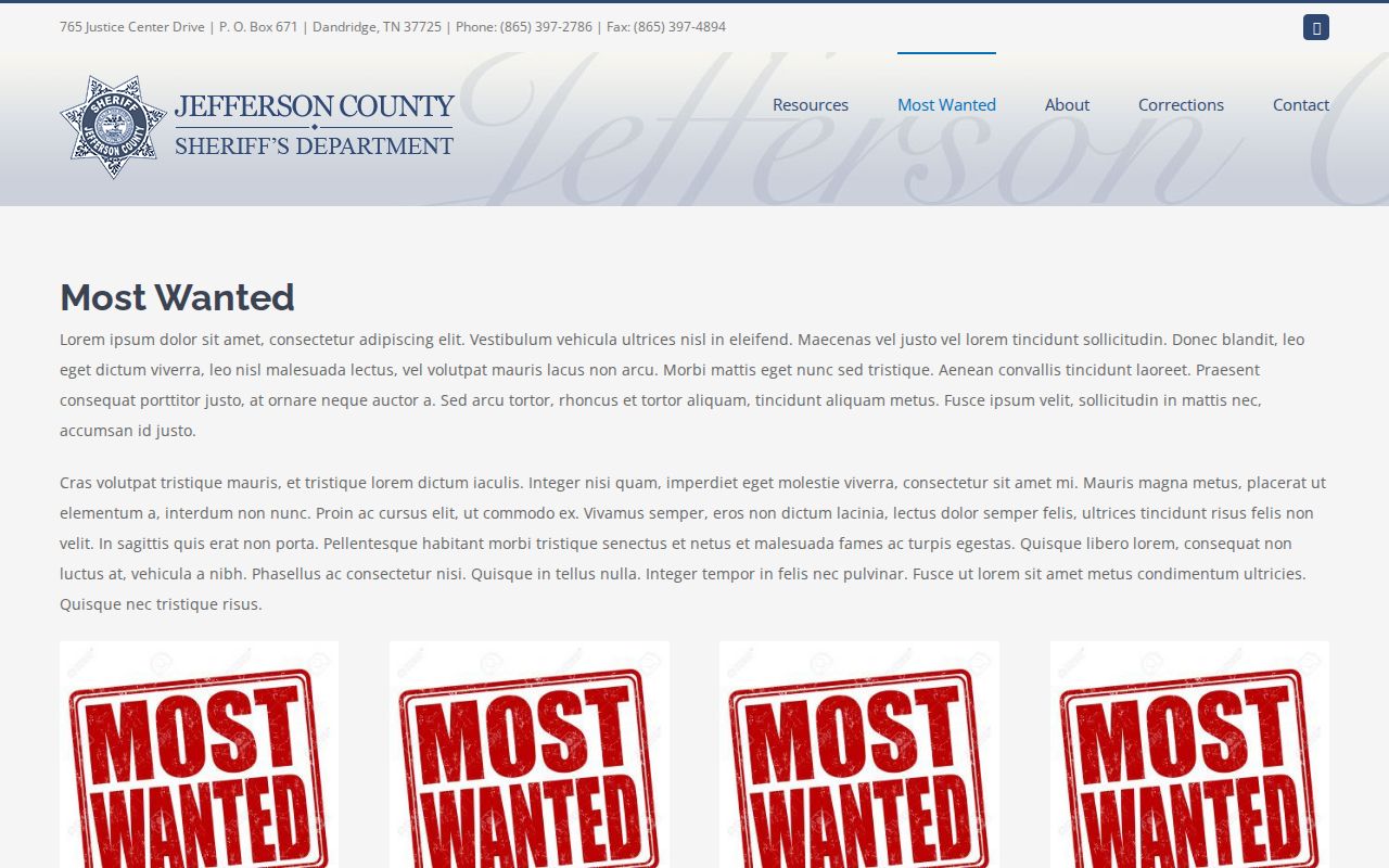Jefferson County warrant records: official Most Wanted page heading